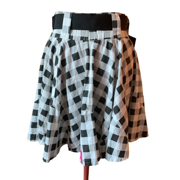 SUPREME BEING - Full Circle Skirt black and white plaid - Elastic Waist - small - Picture 5 of 11